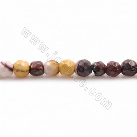 Rouleaux de perles en mookaite naturel, rond à facettes, diamètre 4mm, trou 0.8mm, longueur 15~16"/ruban