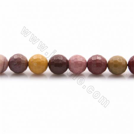 Fili di perline naturali di mookaite, rotonde sfaccettate, diametro 6 mm, foro 1 mm, lunghezza 15~16"/filare