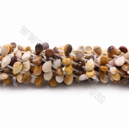 Perles Mookaite en goutte facette sur fil Taille 6x10mm trou 0.3mm 44perles/fil