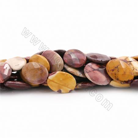 Rouleaux de perles en mookaite naturel, ovale plat (facettes), taille 25x35mm, trou 1.5mm, longueur 15~16"/ruban