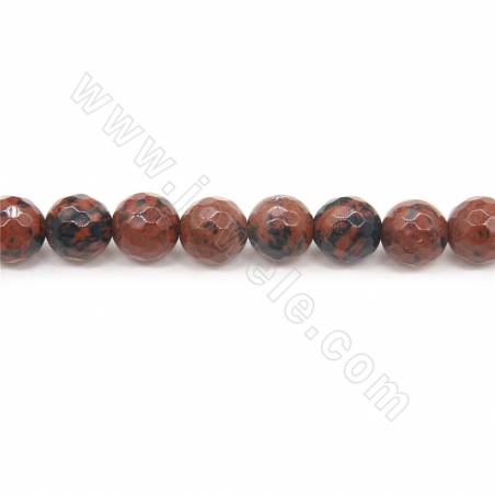 Natural Mahogany Obsidian Beads Strand Faceted Round Diameter 8mm Hole 1mm Length 39~40cm/Strand