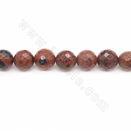Natural Mahogany Obsidian Beads Strand Faceted Round Diameter 10mm Hole 1mm Length 39~40cm/Strand