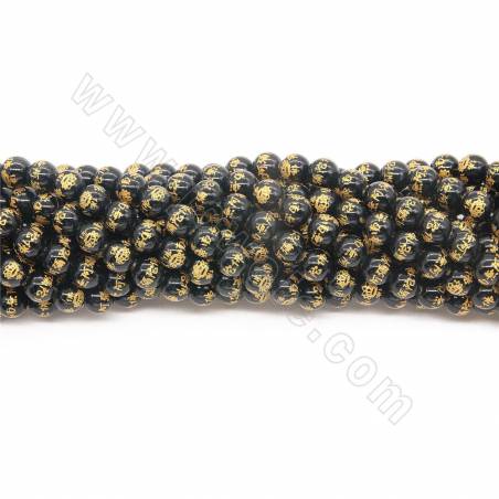 Perles Obsidienne or ronde sur fil  Taille 8-12mm trou 1-1.2mm 15~16"/fil