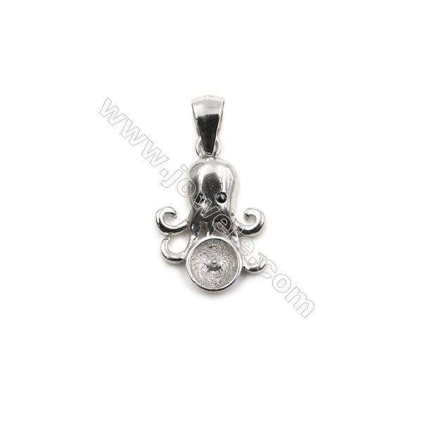 925 sterling silver platinum plated CZ pendant, 11x16mm, x 10 pcs, tray 5mm, needle 0.5mm