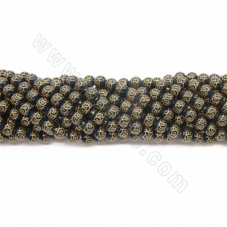 Perles Obsidienne or ronde sur fil Taille 6-10mm trou 0.7mm 15~16"/fil