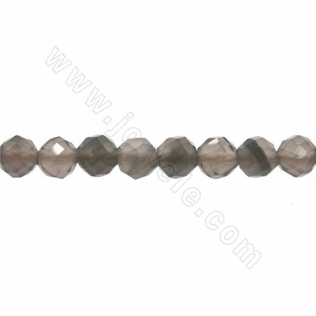 Cordon de perles d'obsidienne naturelle à facettes rondes diamètre 4mm trou 0.8mm 15~16"/cordeau