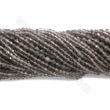 Cordon de perles d'obsidienne naturelle à facettes rondes diamètre 5mm trou 0.8mm 15~16"/cordeau