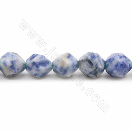 Grânulos Sodalita Branca e Azul Natural, Estrela Facetado, Tamanho 7x8mm, Orifício 1.2 mm, Comprimento 15~16"/pç.