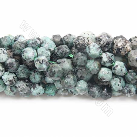 Rangée de perles de sésame/jaspe kiwi facettées étoile taille 7x8mm trou1.2mm 15''-16''/rangée