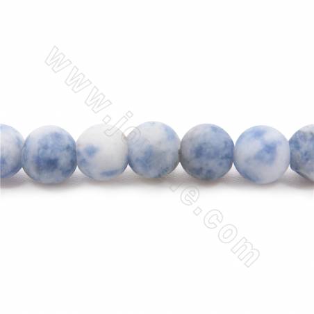 Grânulos Branco Ponto Azul veias Sodalita Natural, Redondo, Diâmetro 6mm, Orifício 1.2 mm, Comprimento 15~16"/pç.