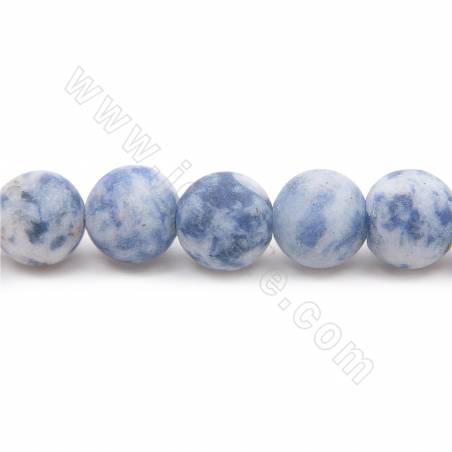 Grânulos Branco Ponto Azul veias Sodalita Natural, Redondo, Diâmetro 8mm, Orifício 1.2 mm, Comprimento 15~16"/pç.