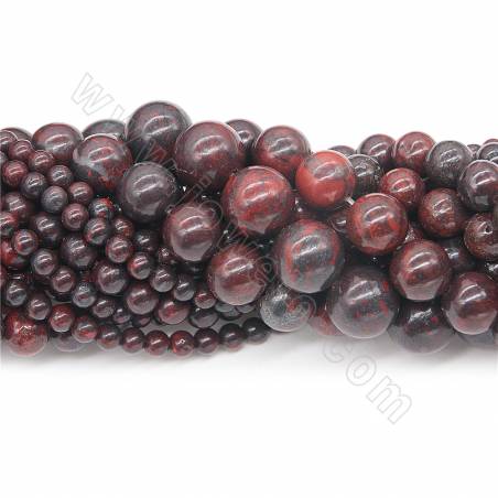 Perles de jaspe naturel bréchique en collier rond diamètre 6mm trou 1.2mm 15''-16''/cordeau