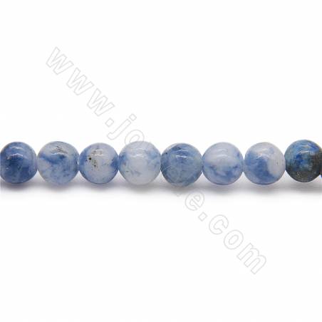 Grânulos Branco Ponto Azul veias Sodalita Natural, Redondo, Diâmetro 4mm, Orifício 1.2mm, Comprimento 15~16"/pç.