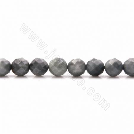 Fili di perle di pietra naturale occhio di aquila, rotonde (sfaccettate), dimensioni 6 mm, foro 1mm, 15~16"/filare