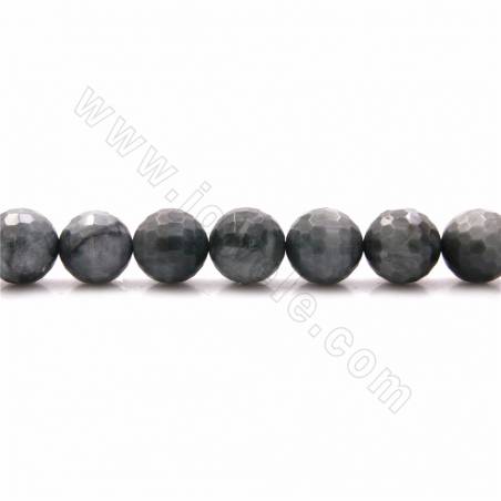 Fili di perle di pietra naturale occhio di aquila, rotonde (sfaccettate), dimensioni 10mm, foro 1mm, 15~16"/filare