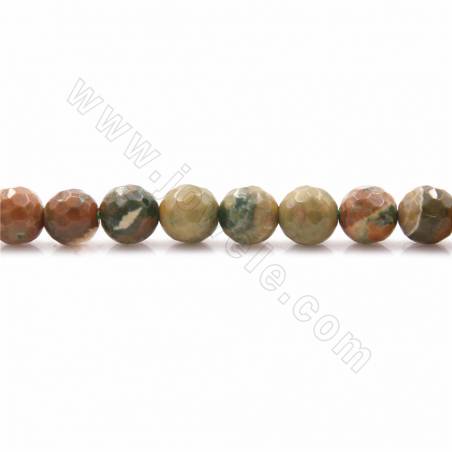Rangées de perles de jaspe rhyolite naturel, facettes rondes, taille 6mm, trou 1mm, 15~16"/rangée