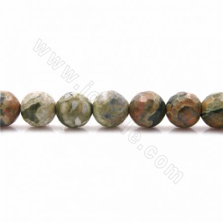 Fili di perle di diaspro naturale di riolite, rotondo sfaccettato, dimensioni 8 mm, foro 1mm, 15~16"/filare