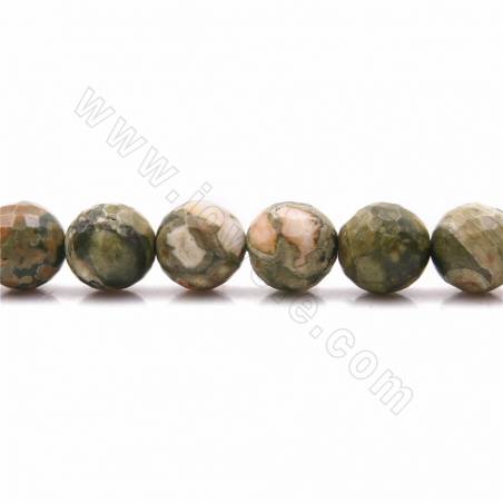 Бусины из натуральной риолитовой яшмы, граненые круглые, размер 10 мм, отверстие1мм, 15~16" / нить
