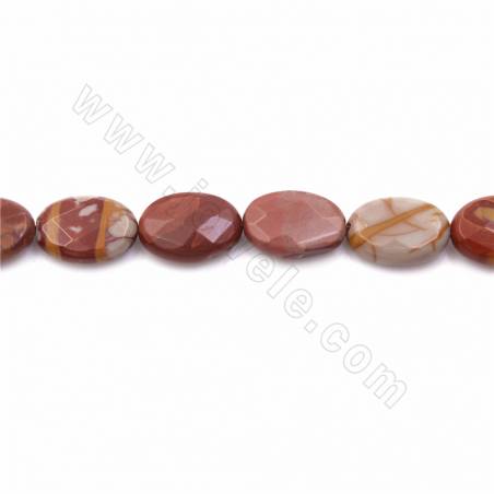 Fili di perle di diaspro naturale Noreena, ovale piatto (sfaccettato), dimensioni 13x18 mm,  foro 1,2 mm,15~16"/filo
