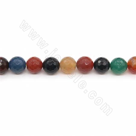 Heated Mix Color Agate Beads Strand Faceted Round Diameter 14mm Hole 1.5mm Length 39~40cm/Strand