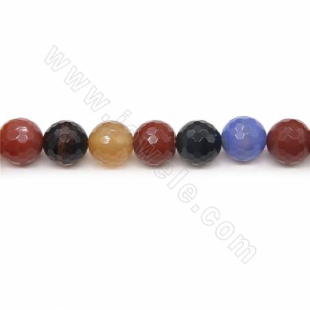 Perles d'Agate multicolore chauffé ronde facette sur fil Taille 16mm trou 2mm 15~16"/fil