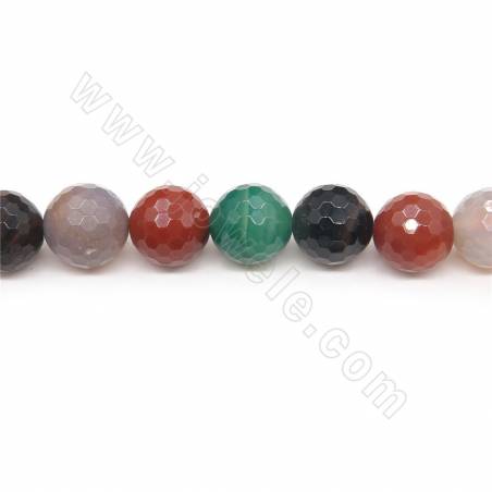 Heated Mix Color Agate Beads Strand Faceted Round Diameter 18mm Hole 2mm Length 39~40cm/Strand