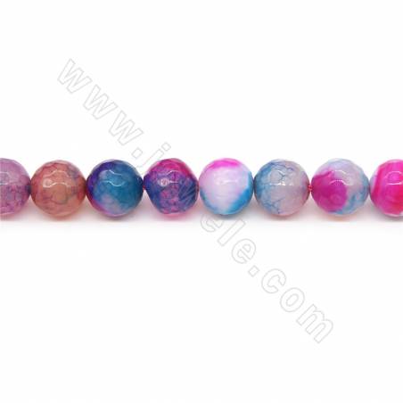 Heated Colorful Agate Beads Strand Faceted Round Diameter 10mm Hole 1.2mm Length 39~40cm/Strand