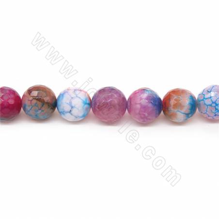 Heated Colorful Agate Beads Strand Faceted Round Diameter 12mm Hole 1.5mm Length 39~40cm/Strand