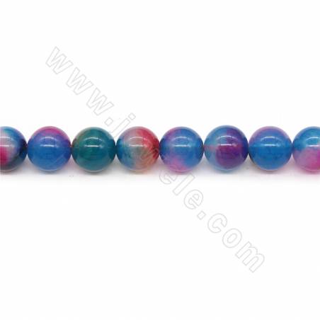 Heated Colorful Agate Beads Strand Round Diameter 10mm Hole 1mm Length 39~40cm/Strand