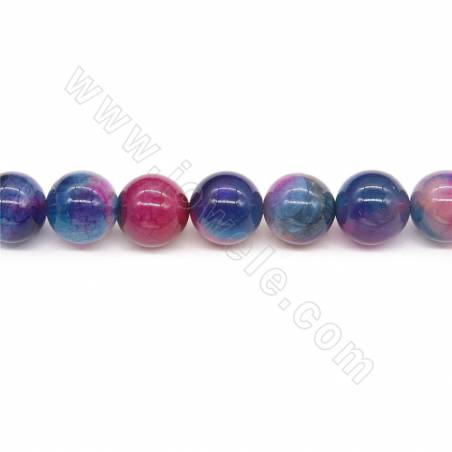Heated Colorful Agate Beads Strand Round Diameter 12mm Hole 1.5mm Length 39~40cm/Strand