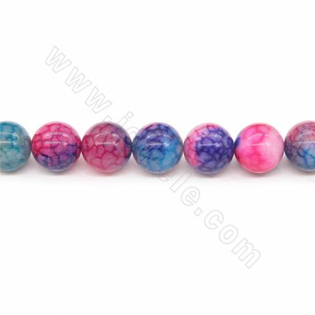 Heated Colorful Agate Beads Strand Round Diameter  16mm Hole 1.5mm Length 39~40cm/Strand