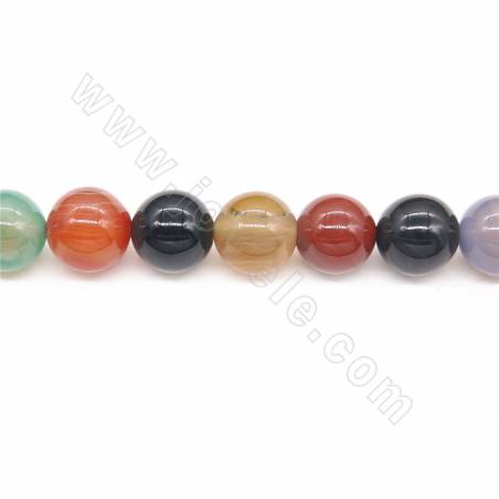 Perles Agate multicolore chauffé ronde sur fil  Taille 16mm trou 1.5mm 15~16"/fil