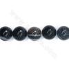 Perles d'agate naturelle noire à œil de ciel en collier rond diamètre 14mm trou 1 mm 15~16"/cordeau
