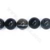 Perles d'agate naturelle noire à œil de ciel en collier rond diamètre 16mm trou 1 mm 15~16"/cordeau