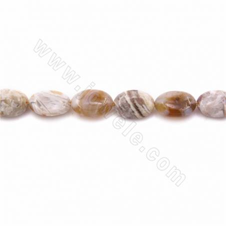 Natürliche lila Spitze Achat Perlen Stränge, flach oval, Größe 11x16mm, Loch 1,2mm, 15 ~ 16 "/ Strang