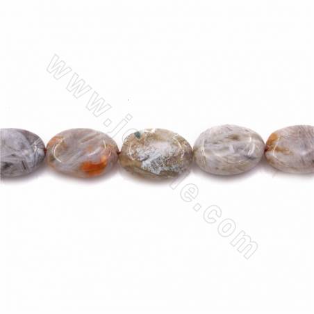 Rouleaux de perles d'agate en dentelle violette naturelle, ovale plat, taille 10x20mm, trou 1.5mm, 15~16"/rangée