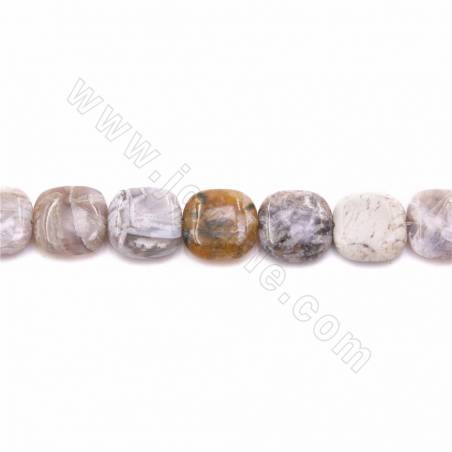 Perline di agata naturale viola, quadrate, dimensioni 15x15 mm, foro 1,2 mm, 15~16"/filare