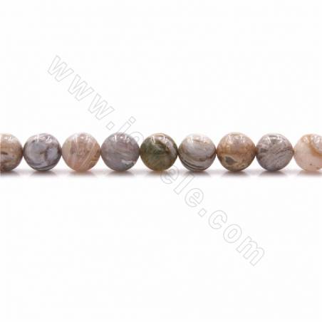 Rouleaux de perles d'agate en dentelle violette naturelle, rondes, diamètre 8mm, trou1mm, 15~16"/ruban