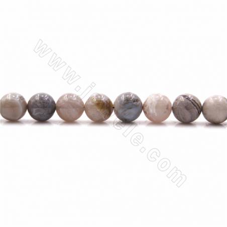 Rouleaux de perles d'agate en dentelle violette naturelle, rondes, diamètre 10mm, trou 1mm, 15~16"/ruban