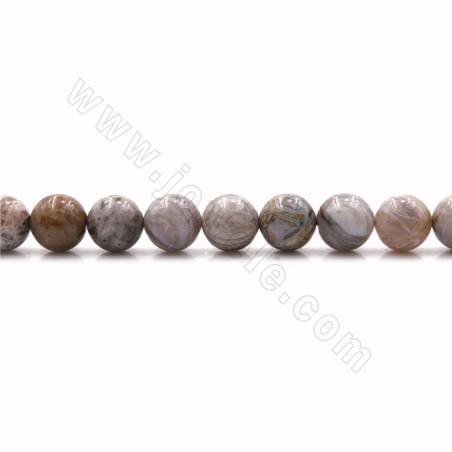 Rouleaux de perles d'agate en dentelle violette naturelle, rondes, diamètre 12mm, trou 1.2mm, 15~16"/ruban