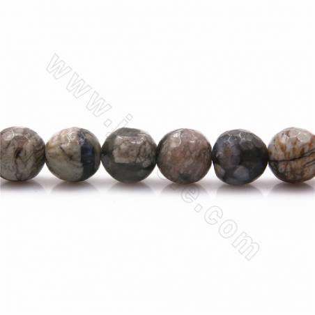 Fili di perline opale grigio naturale, rotondo sfaccettato, dimensioni 8 mm, foro 1mm, 15~16"/filare