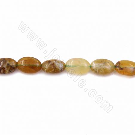 Natural Green Opal Beads Strand Flat Oval Size 10x14mm Hole 1mm 15~16"/Strand
