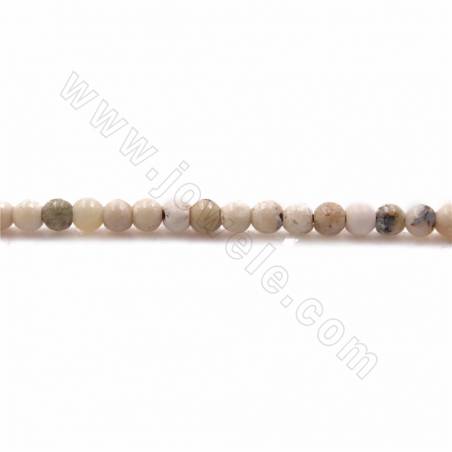 Cordons de perles d'opale blanche naturelle, rondes, diamètre  4mm, trou 0.9mm, 15~16"/cordeau