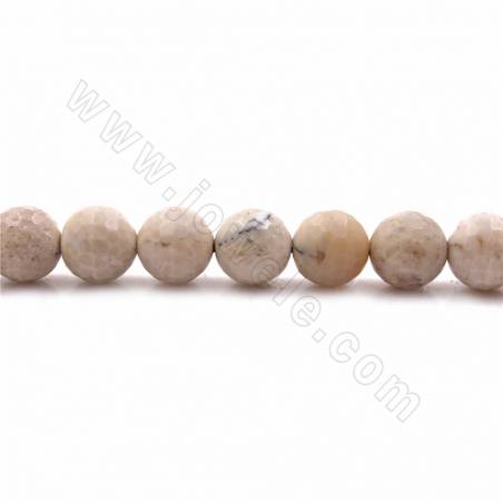 Fili di perline opale bianco naturale, rotondo sfaccettato, diametro 10 mm, foro 1 mm, 15~16"/filare