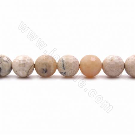 Fili di perline opale bianco naturale, rotondo sfaccettato, diametro 12mm, foro 1,2 mm, 15~16"/filare