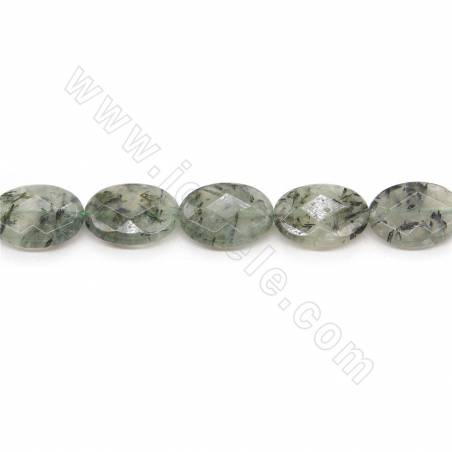 Natural Blossom Prehnite Beads Strand Faceted Oval Size 6x20mm Hole 1mm Length 39~40cm/Strand