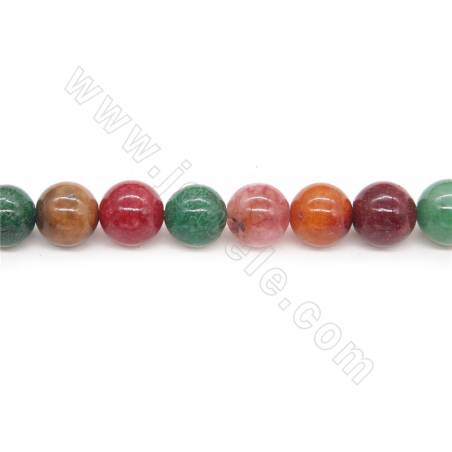 Perles de Quartz multicolore ronde sur fil Taill10mm trou 0.8mm 15~16"/fil