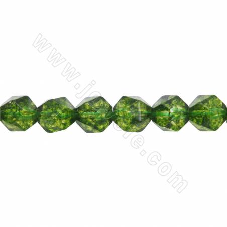 Dyed green quartz beads strand faceted star cut size 8x10mm hole1.2mm 15~16"/strand