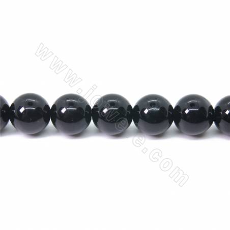 Natürliche schwarze Quarzperlen Strang runder Durchmesser 12 mm Loch 1 mm 15 ~ 16 "/ Strang