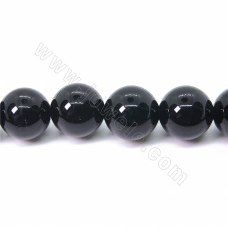 Grânulos quartzo preto Natural, Redondo, Diâmetro 16mm, Orifício 1mm, Comprimento 15~16"/pç.